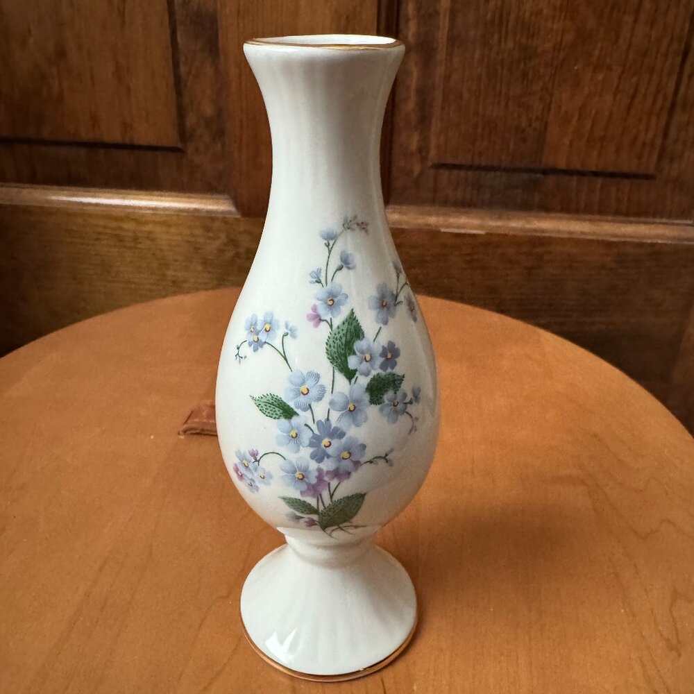 #3 Royal Kent White w/Blue Forget-Me-Nots Porcelain Bud Vase